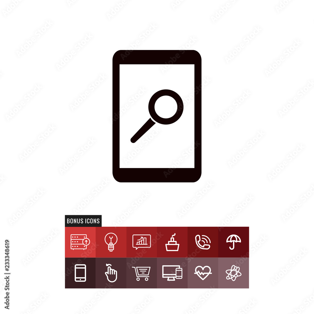 Magnifier on a smartphone vector icon Magnifier on a smartphone vector icon