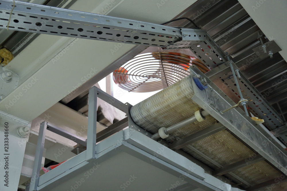 Fototapeta premium Industrial equipment and machinery at the factory of bread and sweets