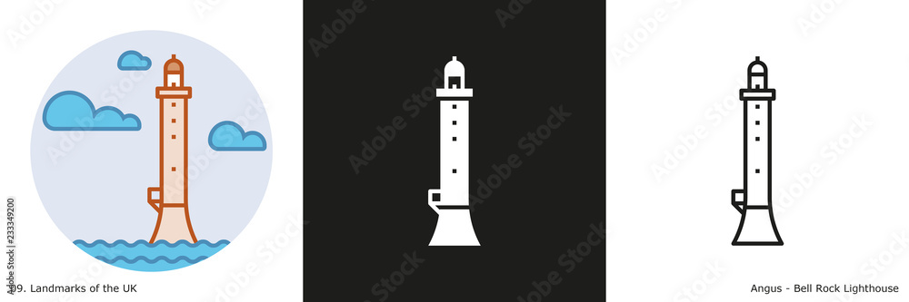 Bell Rock Lighthouse Icon - Angus, Scotland