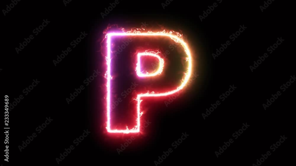 Alphabet letter P - colorful lightning energy outline looping on black background in 4k animation design Alphabet letter P - colorful lightning energy outline looping on black background in 4k animation design