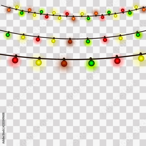 Christmas lights. Xmas and New Year greeting card elemets. Vector illustration