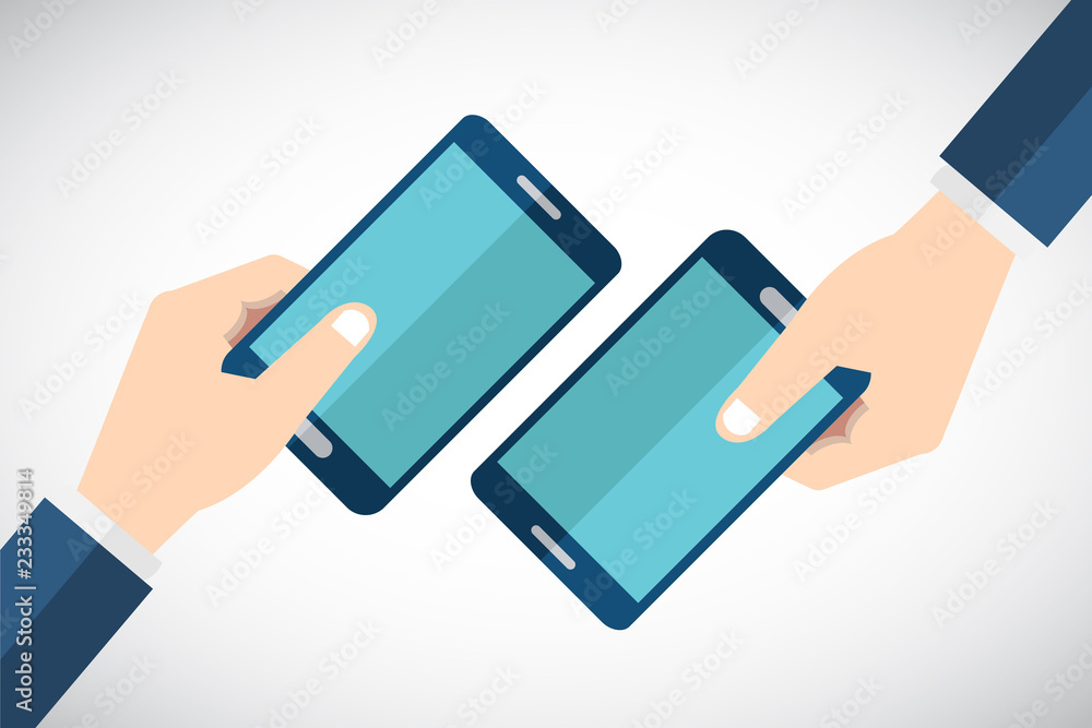 Hands holding smartphone. Human using mobile phone, Vector illustration flat cartoon design concept.