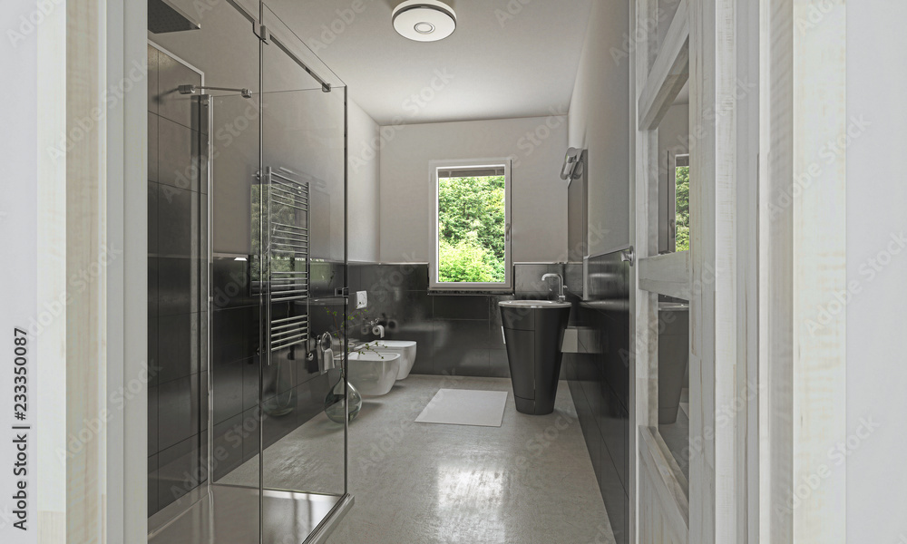 Stanza da bagno, interior design, illustrazione 3d Stanza da bagno, interior design, illustrazione 3d