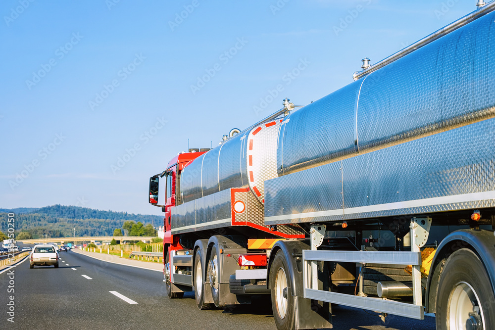 Tanker storage truck in highway Poland