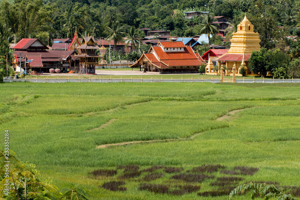Landscape of Wat Sri Pho Chai temple symbol of Na Haeo, New attractions Of Loei Province on September 08,2017, Loei Province, Thailand.