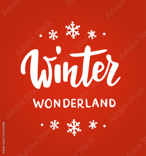 Winter wonderland card. Hand drawn lettering. For Christmas and New Year banners, posters, gift tags and labels.