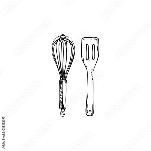 Whisk and Spatula Kitchen Utensils