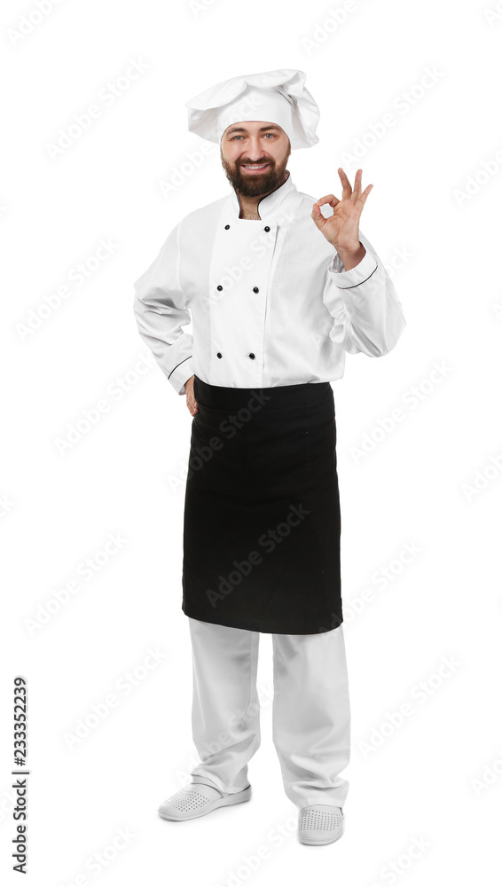 Male chef on white background