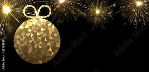 Black shiny Christmas and New Year background with Christmas ball.