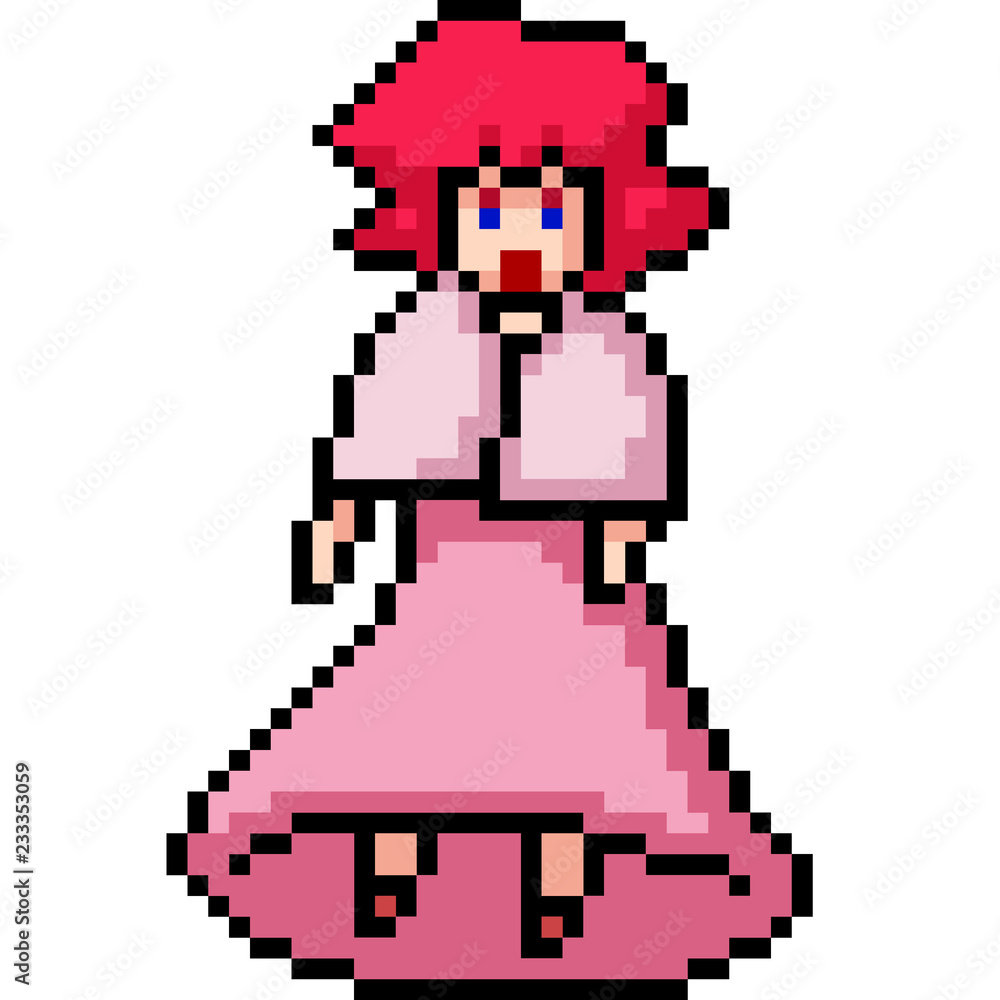 Obraz premium vector pixel art girl doll