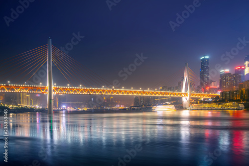Chongqing city night view and skyline of architectural landscape