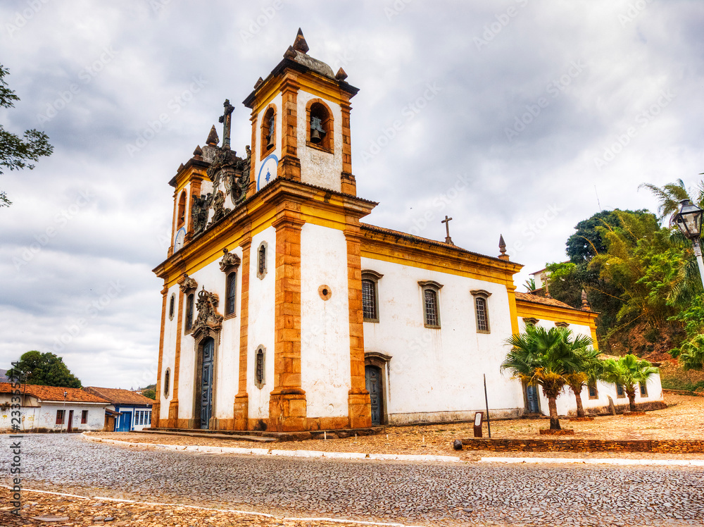 Old and beautiful church in the city of Sabará. Brazil.