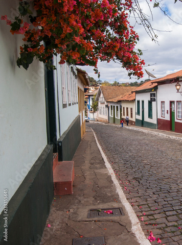 Street with old houses in an interior city. Street in old town. City of sabara.