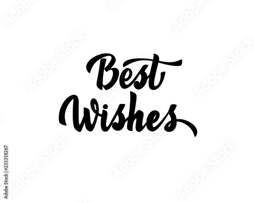 Best wishes - hand lettering inscription to winter holiday design, black and white ink calligraphy