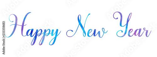 Bright Happy New Year brush lettering text