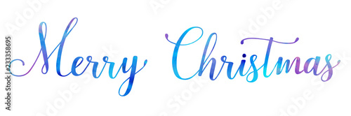 Vector watercolor Bright Merry Christmas text back