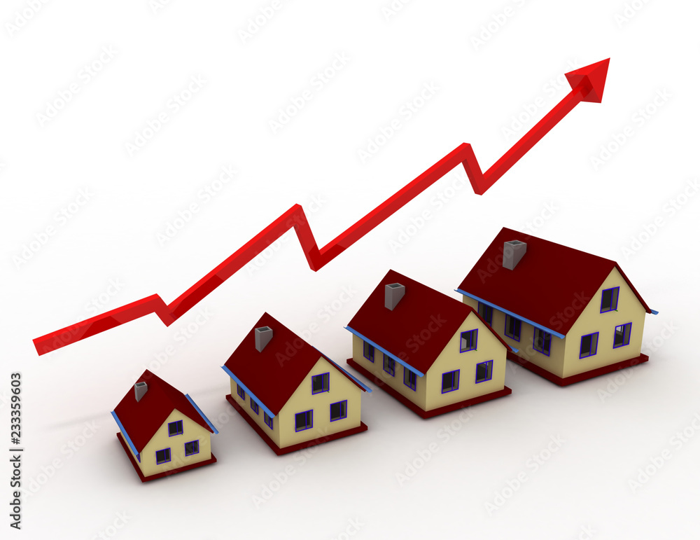 Houses And Graph concept . 3d rended illustration Houses And Graph concept . 3d rended illustration