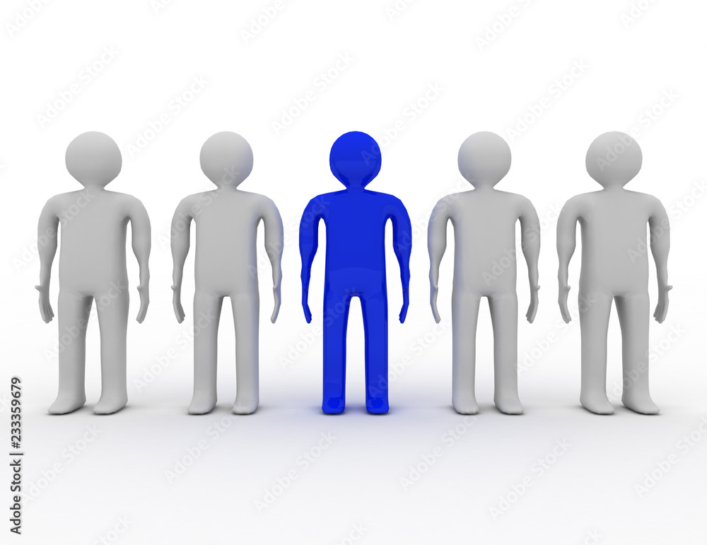 3d human stand crowd . 3d rendered illustration