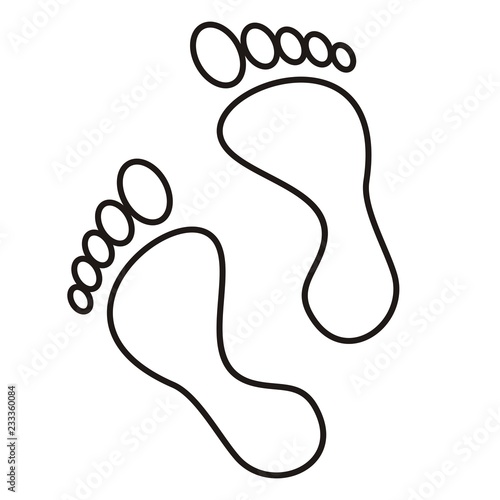 two feet, contour drawing, vector icon