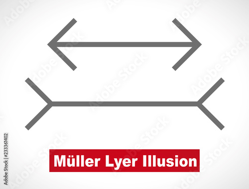 Muller-Lyer optical illusion illustration