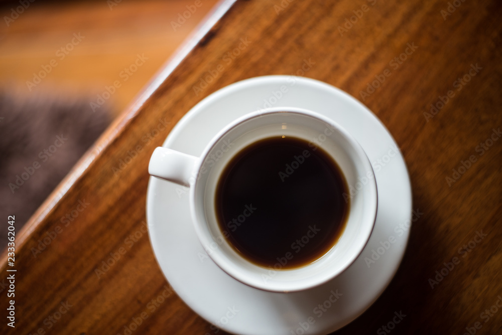 Coffee cup on blur background.