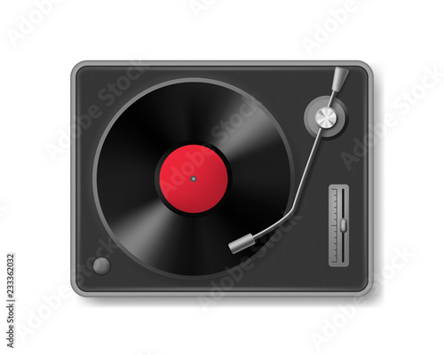 Realistic 3d Detailed Retro Vinil Record Player. Vector