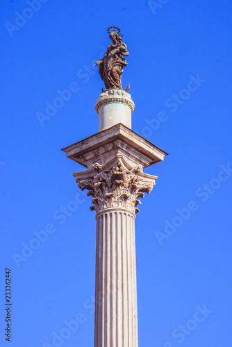 Column in front of the Santa Maria Maggiore cathedral in Rome, Italy