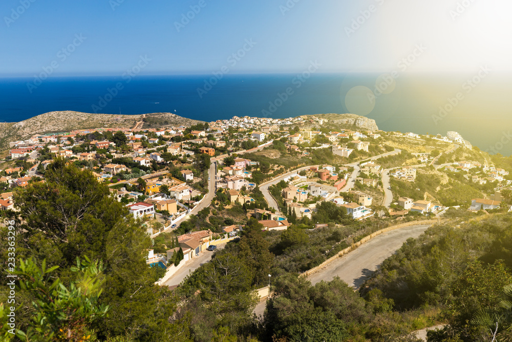 View of the coast of Cumbre del Sol at sunset, Costa Blanca, Spain