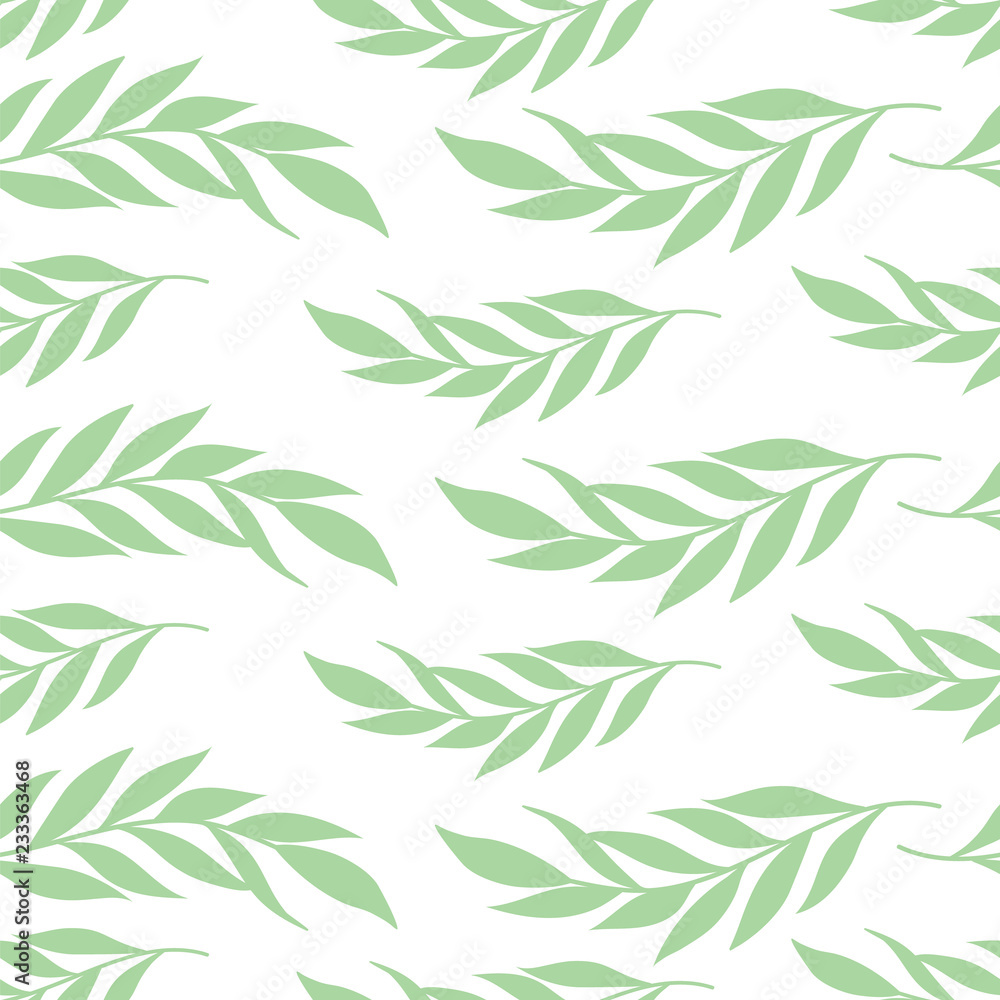 Seamless pattern with green leaves on a white background. Vector Seamless pattern with green leaves on a white background. Vector