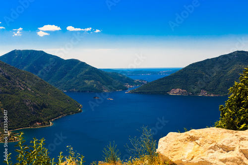 Panoramic view of Coastline of the Boka-Kotor Bay, Montenegro