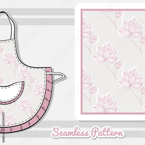 Apron Pink Flowers On Gray photo