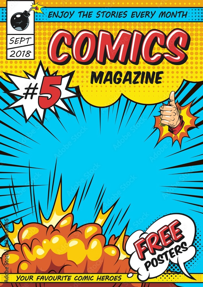 Fototapeta premium Comic magazine cover template