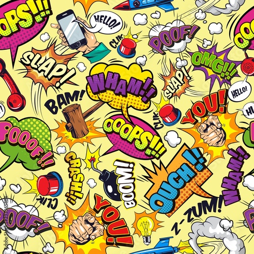 Comic elements seamless pattern