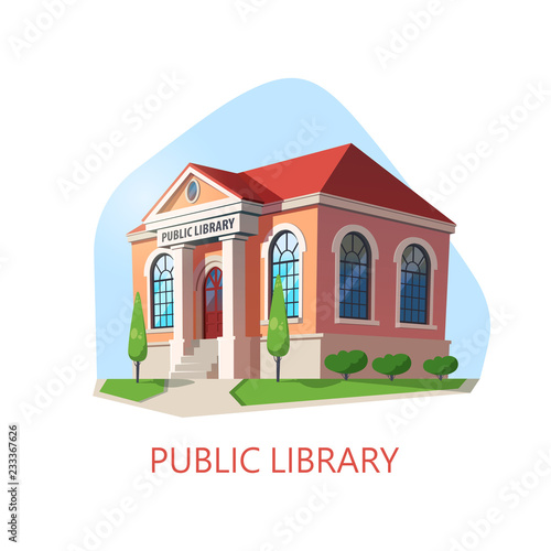 Public library building, construction for reading