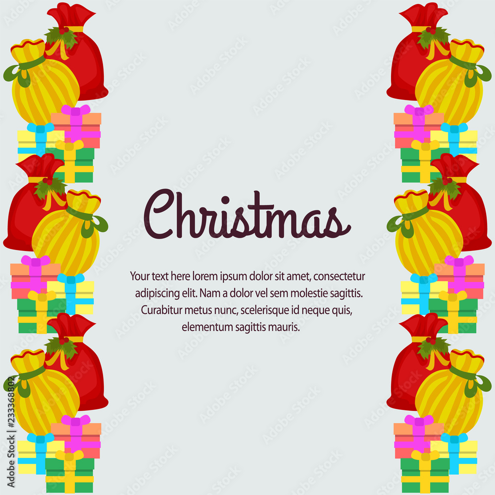 Fototapeta premium cute christmas border with gift sacks