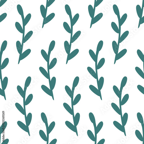 Obraz na plátně Abstract green twigs seamless vector pattern
