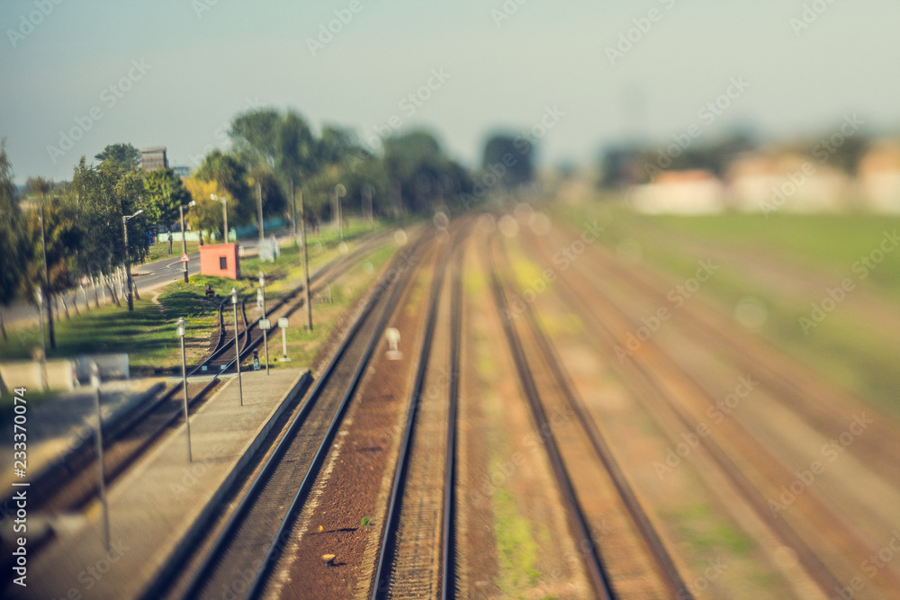 Railway station, rails, sleepers