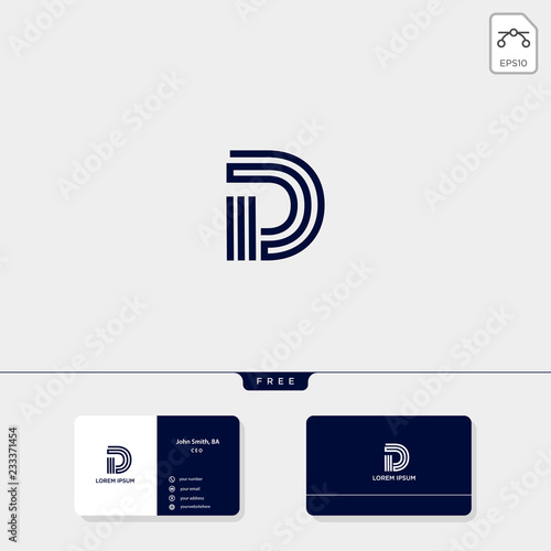initial D logo template for technology, business corporate vector illustration, business card design template include