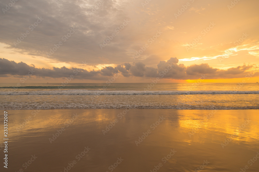 Golden sunset on the beach 