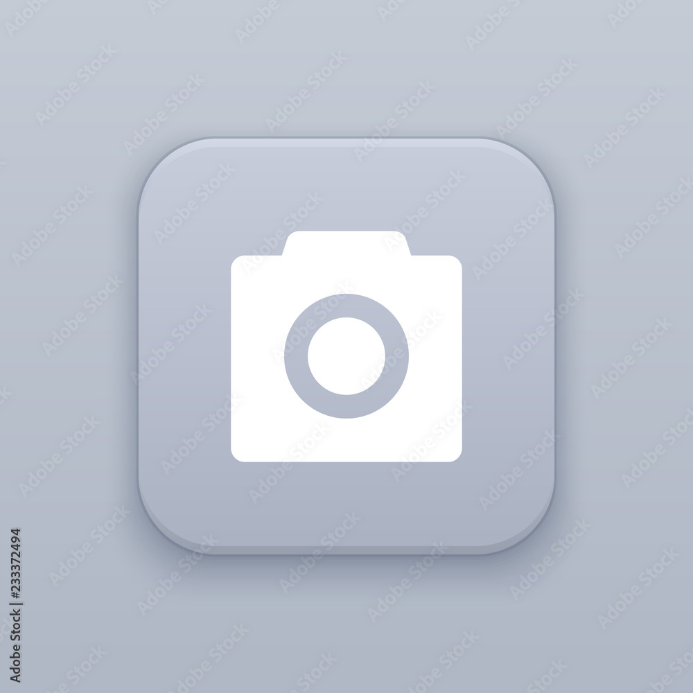 Photo, gray vector button with white icon Photo, gray vector button with white icon