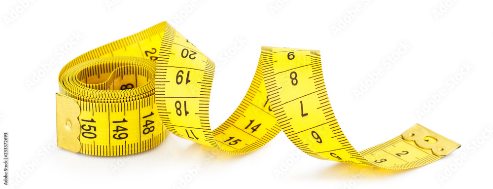 Yellow measuring tape isolated on white background Stock Photo | Adobe