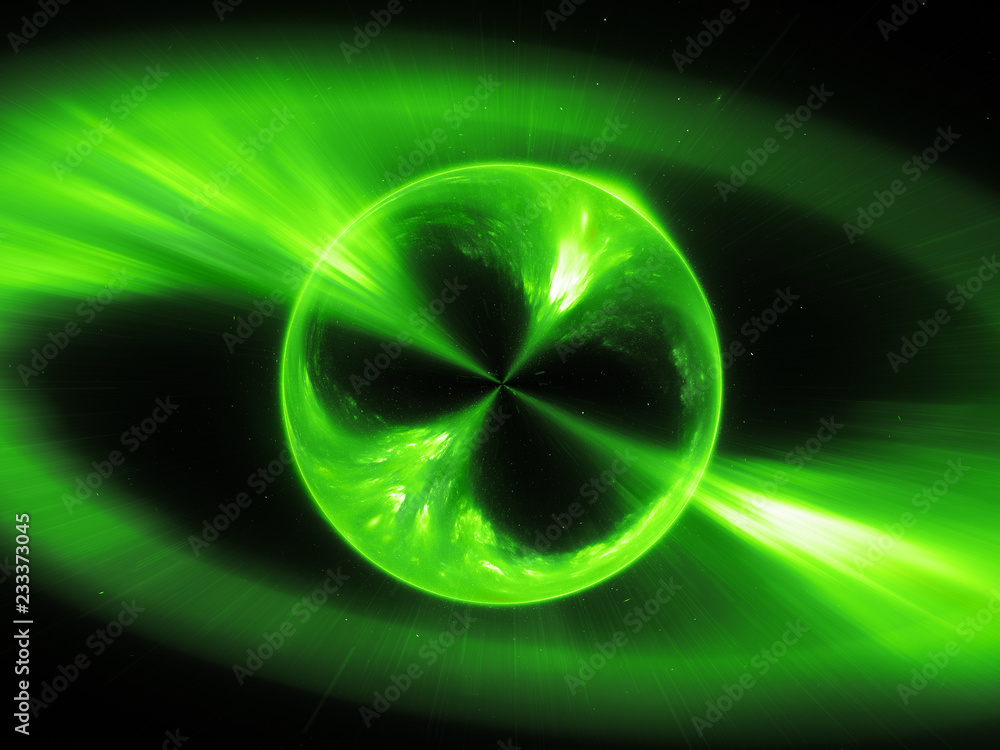 Green mysterios object in space gamma ray burst - obrazy, fototapety, plakaty 