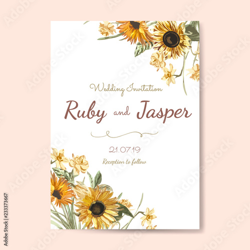Wedding invitation card mockup vector