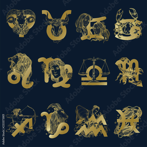 Set of horoscope symbols illustration
