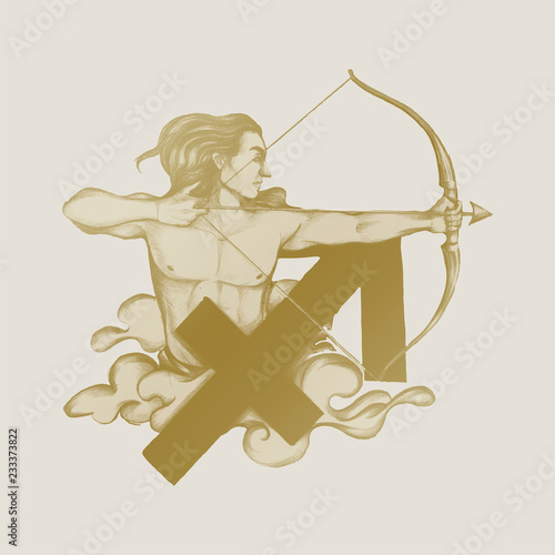 Hand drawn horoscope symbol of Sagittarius illustration