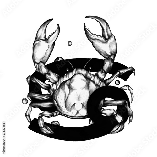 Hand drawn horoscope symbol of Cancer illustration