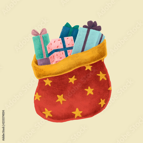 Santa sack and Christmas presents illustration
