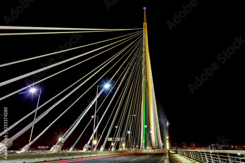 Belgrade, Serbia - 20 June, 2018: Ada bridge at night © nedomacki