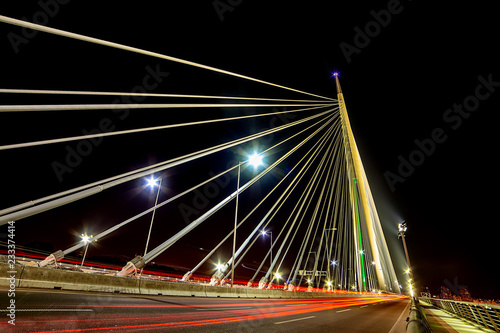 Belgrade, Serbia - 20 June, 2018: Ada bridge at night  © nedomacki