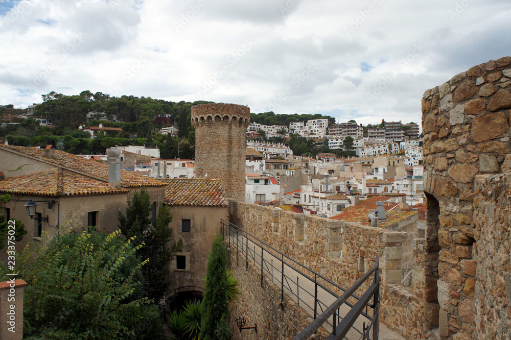 On the wall of the old fortress.Tossa de Mar.Spain.
